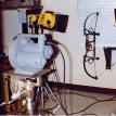 A prototype of the Delta V 2 set up for high speed filming at Bear Archery 1982