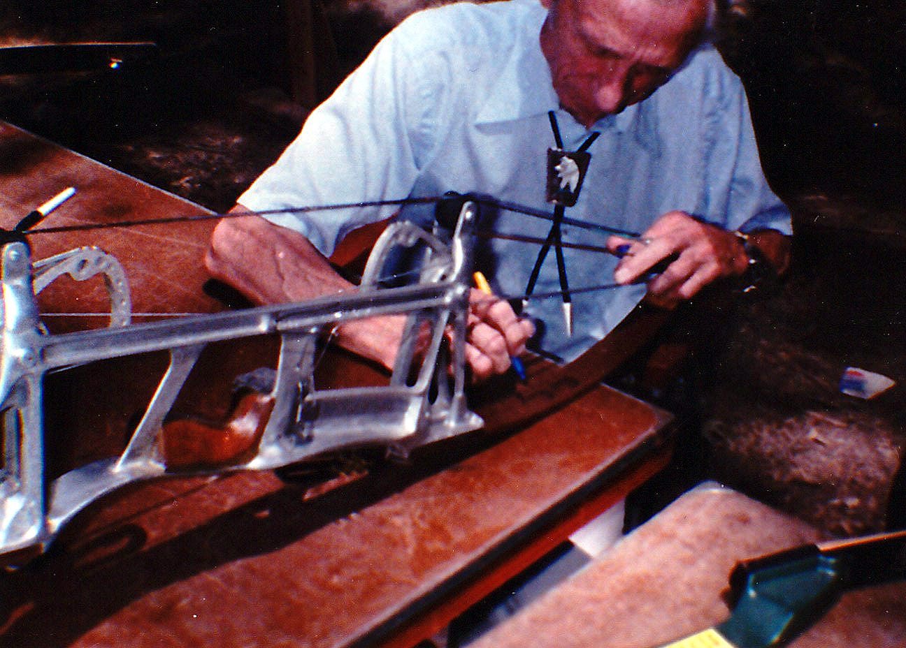 Fred Bear Signing a Trottermatic bow in Jackson MS, August 15, 1980