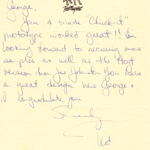 Ted Nugent letter about Chuck-It Broadhead